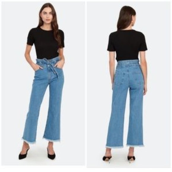 J Brand Sukey Crop High Waist Raw Hem Wide Leg Jeans x Revolve sz 26 & 28  NWT - Picture 8 of 14